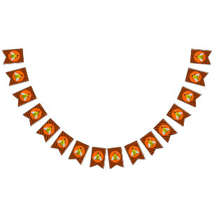 Halloween Magic Bee Witch Orange och Black Rand Vimplar