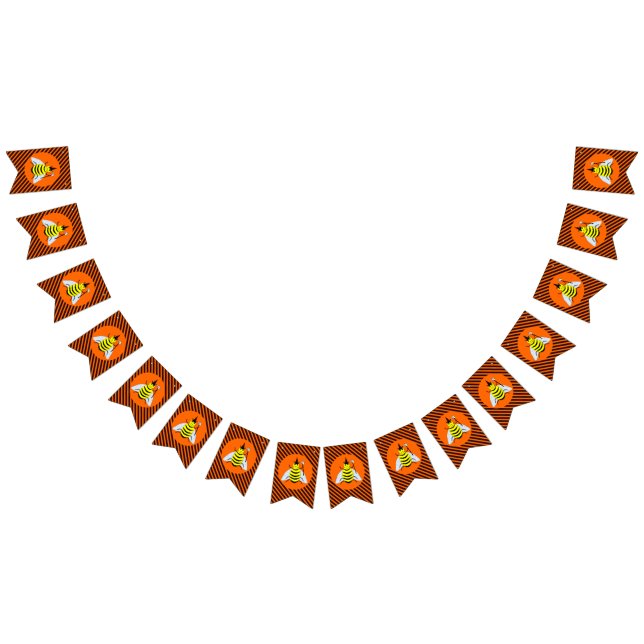 Halloween Magic Bee Witch Orange och Black Rand Vimplar (Alla)