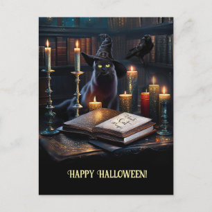 Halloween Magic Cat Bokar Raven Helg Vykort