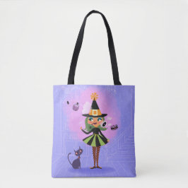 Halloween Magic Grönt Hair Witch Tygkasse