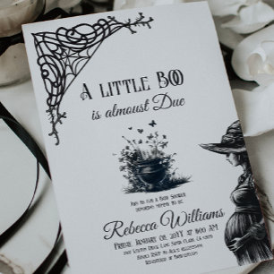 Halloween Magic Little Boo Black Baby Shower Inbjudningar