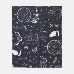 Halloween Magic: Vintage Doodle Mönster. Fleecefilt