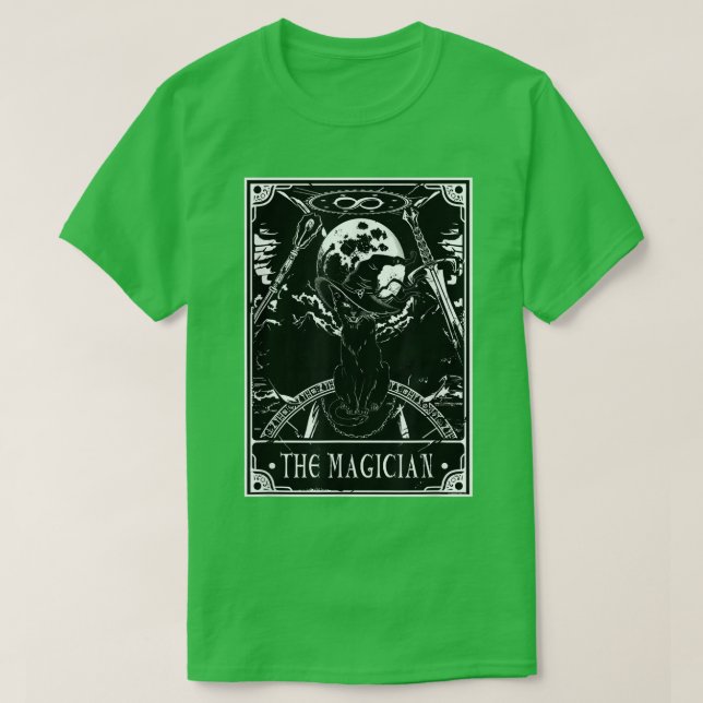 Halloween Magician Tarot Scary Black Cat Witch T Shirt (Design framsida)