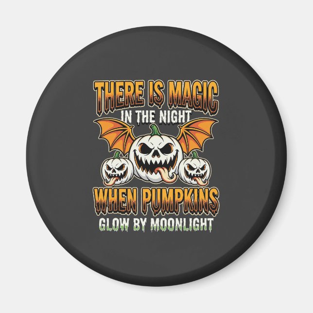 Halloween Magisk Pumpa Månljust Skräck Vektor Magnet (Framsidan)