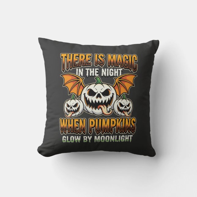 Halloween Magisk Pumpa Månsken Skräck Vektor Kudde (Framsida)