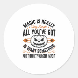 Halloween Magisk Pumpa Vintage Vektor Tröja Desig Runt Klistermärke