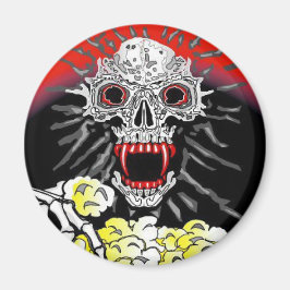 Halloween Magnet Skeleton Eating Buttered Popcorn