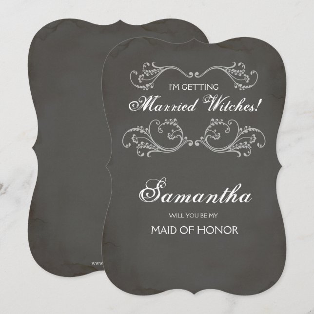 Halloween Maid of honor Frieri Inbjudan ~ luddig (Fram/baksida)