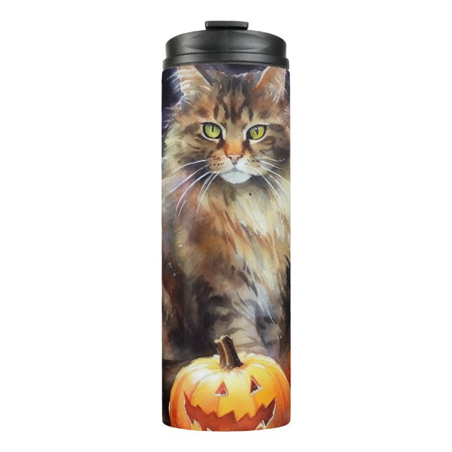 Halloween Maine Coon Cat med pumpor Scary (Framsida)
