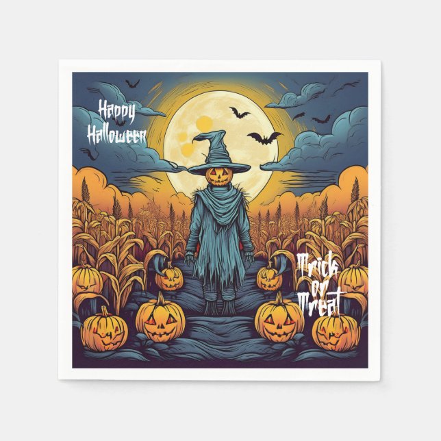 Halloween Majsfält & Fågelskrämma Pappersservett (Framsidan)