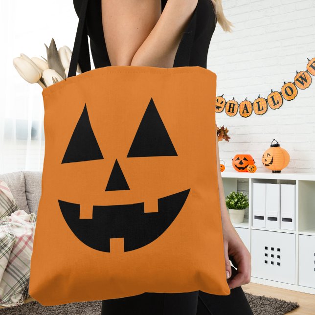 Halloween Male Jack-O-Lantern Pumpkin Ansikte Tygkasse (Halloween Male Jack-O-Lantern Pumpkin Face Tote Bag)