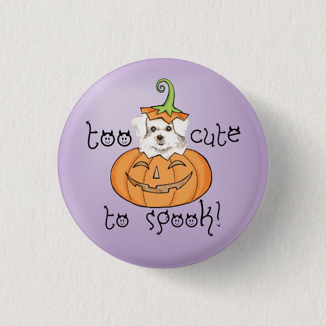 Halloween Maltese Pinback Button Knapp (Framsida)