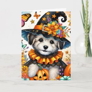 Halloween Malteser Valp Häxa Halloween-kort Kort