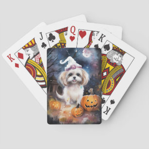 Halloween Malti Tzu med pumpor Scary Casinokort