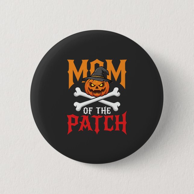 Halloween Mamma av Lapptäcke Pumpa Häxa Knapp (Framsida)