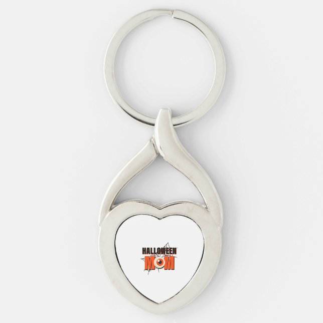 Halloween Mamma - Halloween Costume Twisted Heart Silverfärgad Nyckelring (Framsidan)