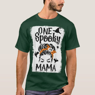 Halloween Mamma Life Messy Bun Scary Spooky Mamma  T Shirt