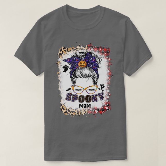 Halloween Mamma Life Messy Bun Scary Spooky Mamma  T Shirt (Design framsida)