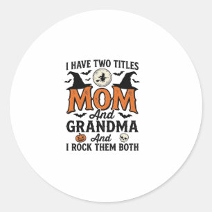 Halloween Mamma Mormor Vintage Häxa Tröja Design_1 Runt Klistermärke