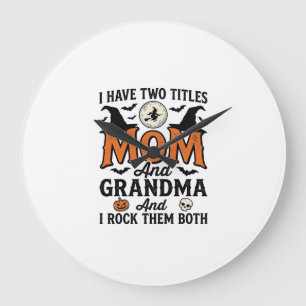 Halloween Mamma Mormor Vintage Häxa Tröja Design_1 Stor Klocka