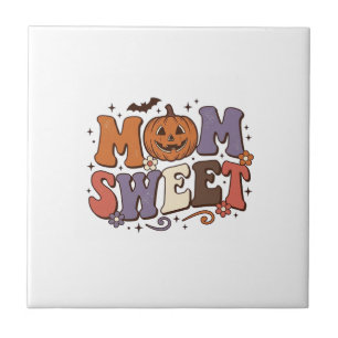 Halloween Mamma Söt Pumpa Vintage T-Shirt Design_1 Kakelplatta