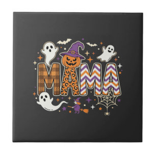 Halloween Mamma Spöken Häxa och Pumpa Grafisk Kakelplatta