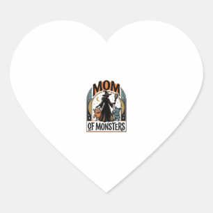 Halloween-mamma T-shirt Skräckmonster Familj Desig Hjärtformat Klistermärke