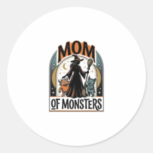 Halloween-mamma T-shirt Skräckmonster Familj Desig Runt Klistermärke
