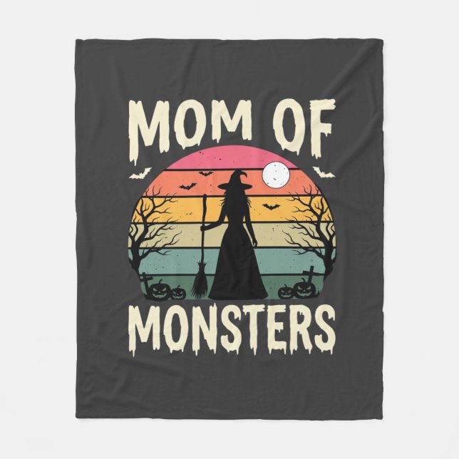 Halloween Mamma Till Monster Heksa Solnedgång Fleecefilt (Framsidan)
