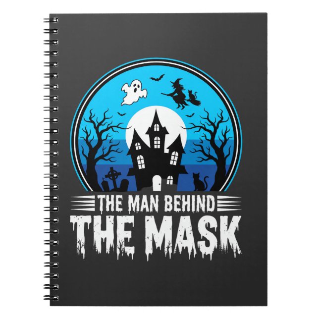 Halloween Man Behind the Mask Haunted House Anteckningsbok (Framsidan)