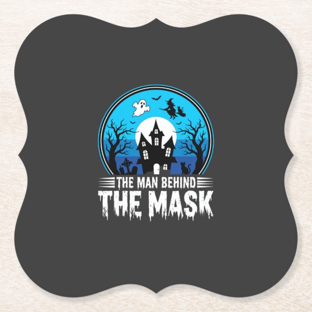 Halloween Man Behind the Mask Haunted House Underlägg Papper (Framsida)