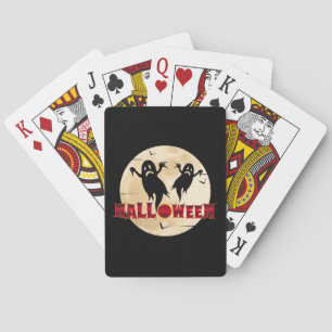 Halloween Månad Silhuett Spöken Fladdermöss Casinokort