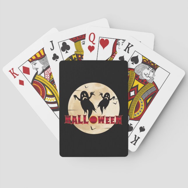 Halloween Månad Silhuett Spöken Fladdermöss Casinokort (Baksidan)