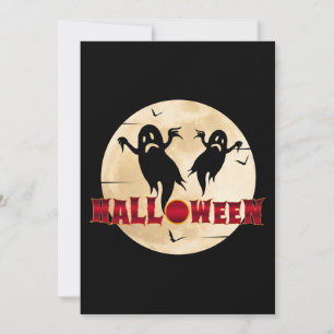 Halloween Månad Silhuett Spöken Fladdermöss Inbjudningar