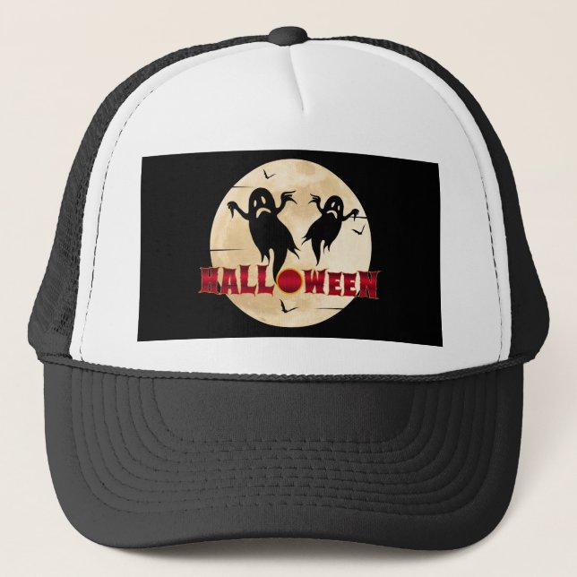 Halloween Månad Silhuett Spöken Fladdermöss Keps (Framsida)