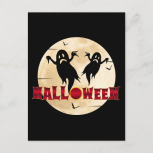 Halloween Månad Silhuett Spöken Fladdermöss Vykort
