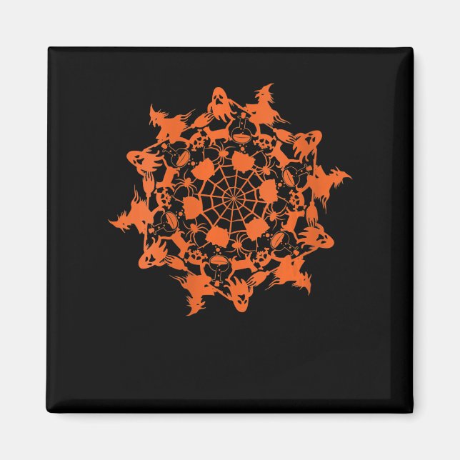 Halloween Mandala Spider Witch Ghost Skull Gift Magnet (Framsidan)