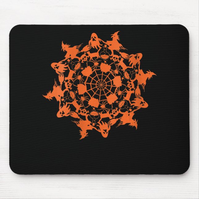 Halloween Mandala Spider Witch Ghost Skull Gift Musmatta (Framsidan)