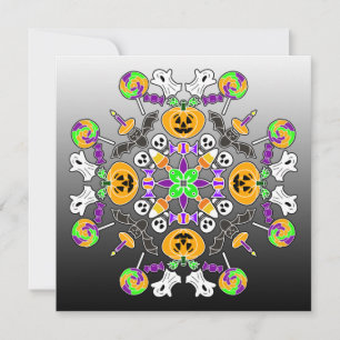 Halloween Mandala Spöken, Pumpkins, Fladdermöss oc Inbjudningar
