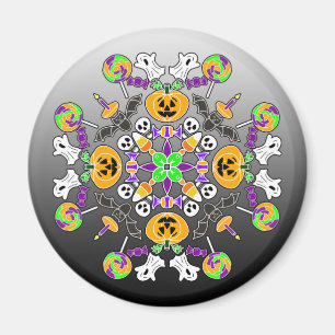 Halloween Mandala Spöken, Pumpkins Ornament Magnet