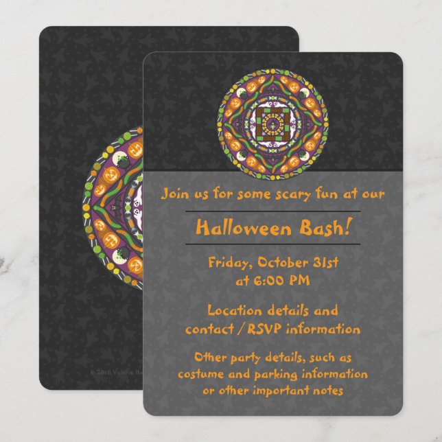 Halloween-mandalafest-inbjudan Inbjudningar (Fram/baksida)