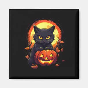 Halloween Måne Black Cat och Pumpkin För manar kvi Magnet