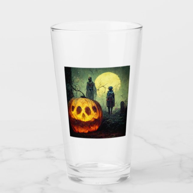 Halloween Måne Glass Tumbler Glaskopp (Framsida)
