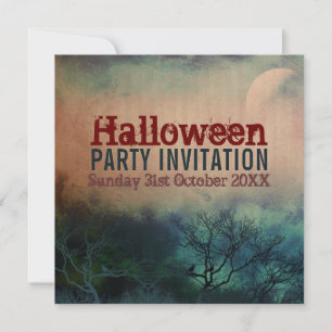 Halloween Måne Grunge-inbjudan Inbjudningar