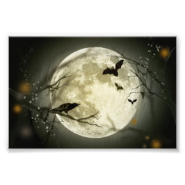 Halloween Måne-Kråkor Fototryck