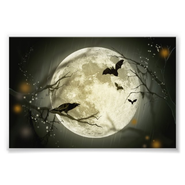 Halloween Måne-Kråkor Fototryck (Framsidan)