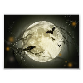 Halloween Måne-Kråkor Fototryck