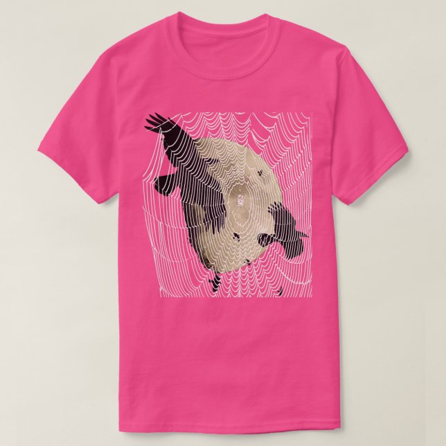 Halloween Måne Kråkor och Cobweb T Shirt (Design framsida)