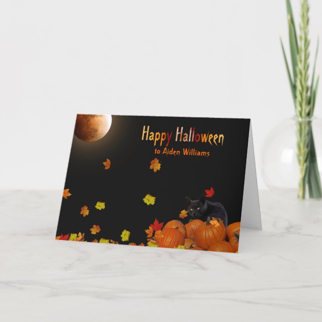 Halloween Måne och Cat Kort (Framsida)
