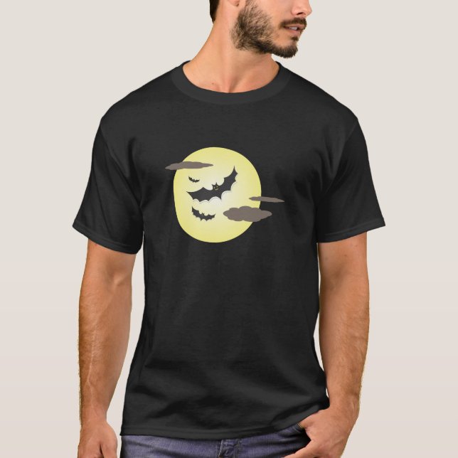 Halloween Måne och Fladdermus Shirt T-shirt (Framsida)